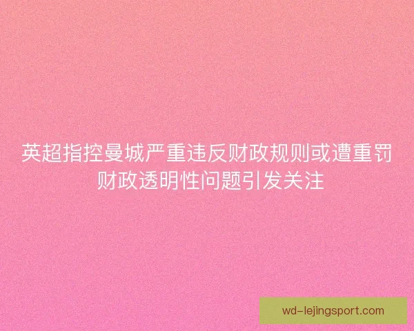 英超指控曼城严重违反财政规则或遭重罚 财政透明性问题引发关注 英超指控曼城严重违反财政规则或遭重罚 财政透明性问题引发关注