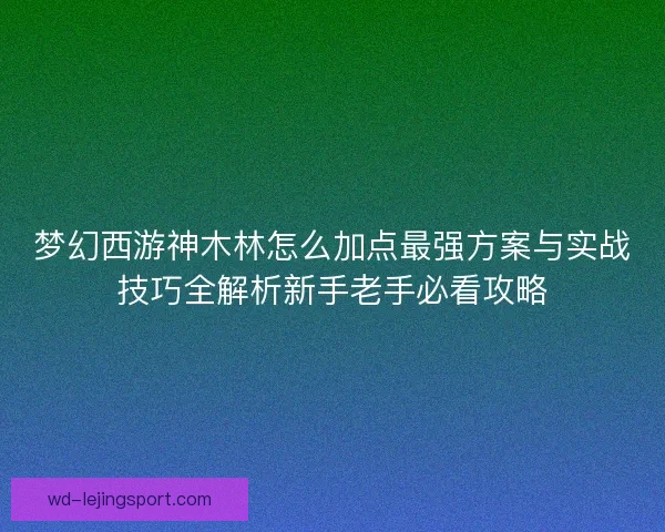 梦幻西游神木林怎么加点最强方案与实战技巧全解析新手老手必看攻略 梦幻西游神木林怎么加点最强方案与实战技巧全解析新手老手必看攻略